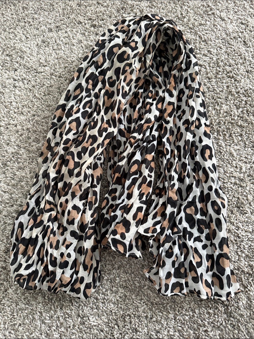 Leopard Print Lightweight Scarf - Neutral Tones